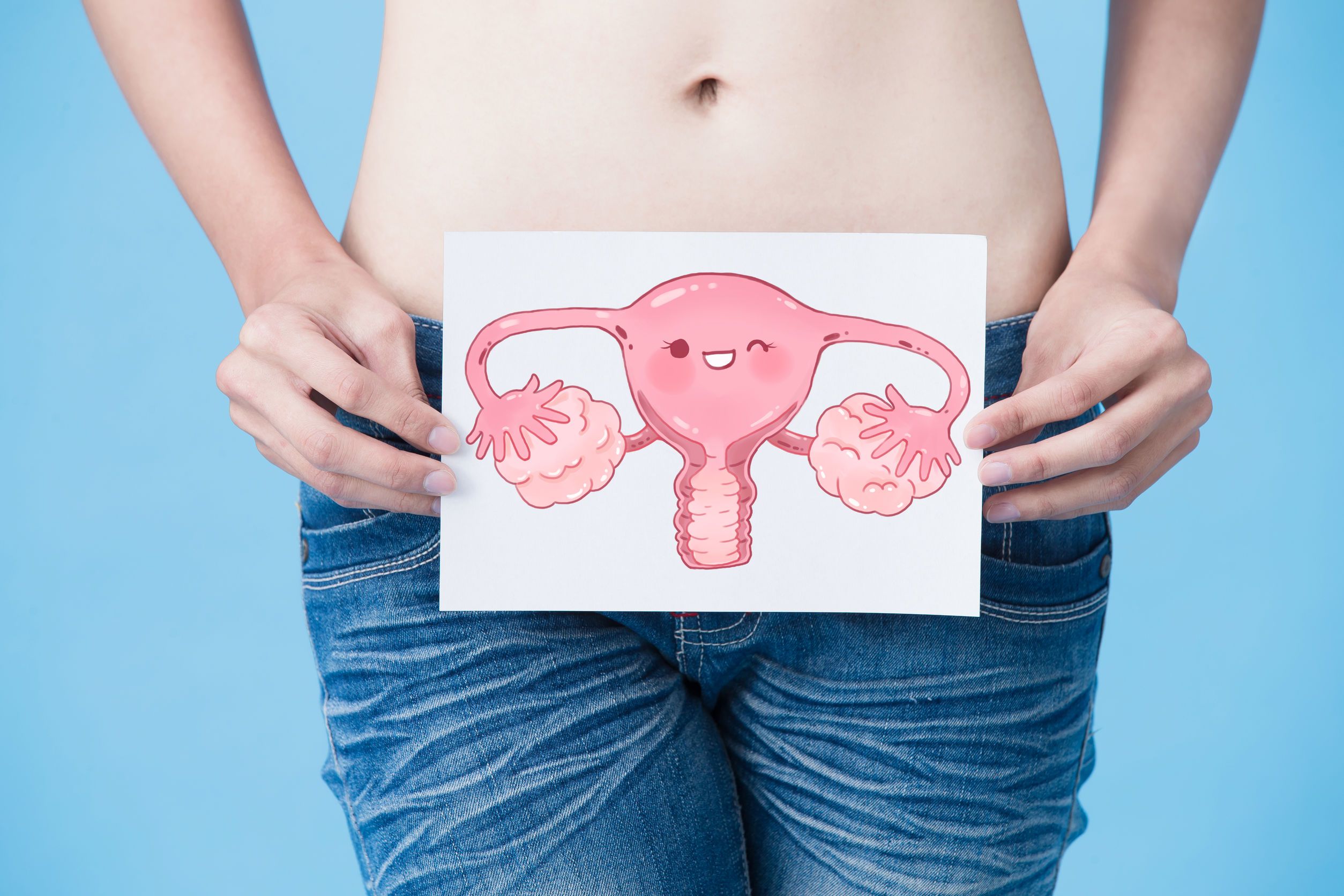 Woman with uterus health concept
